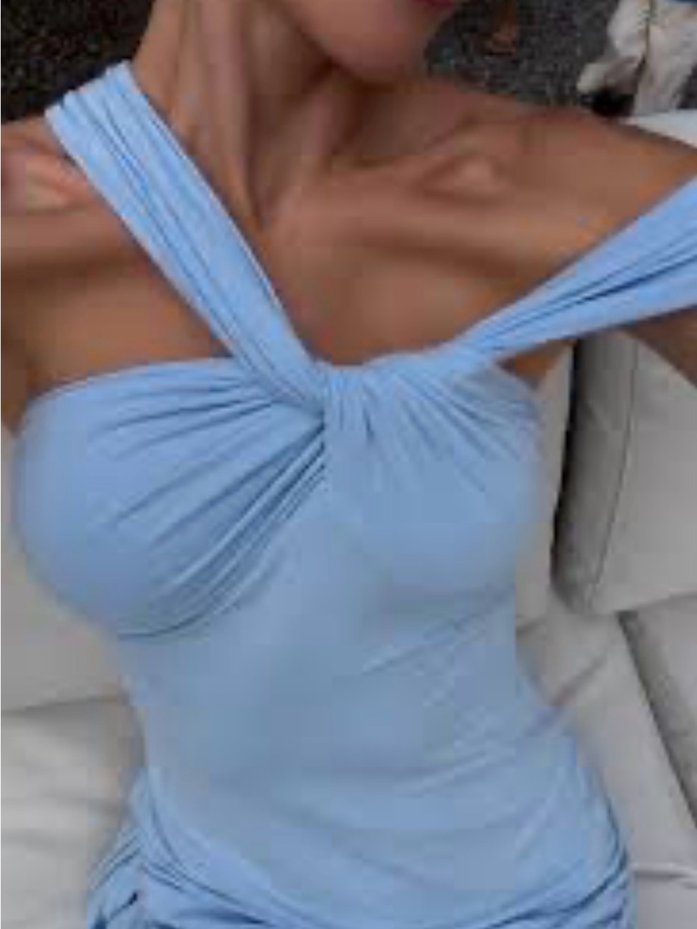 Commense Light Blue Cross-Strap Camisole